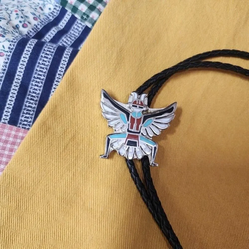Vtg Silvertone Kachina Bolo Leather Tie